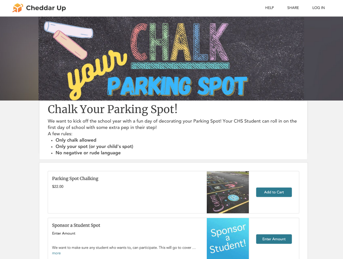 back to school fundraiser chalk your spot
