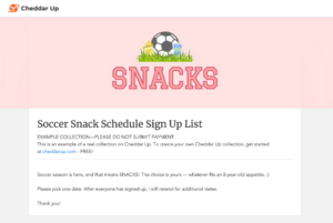 soccer snack schedule template example