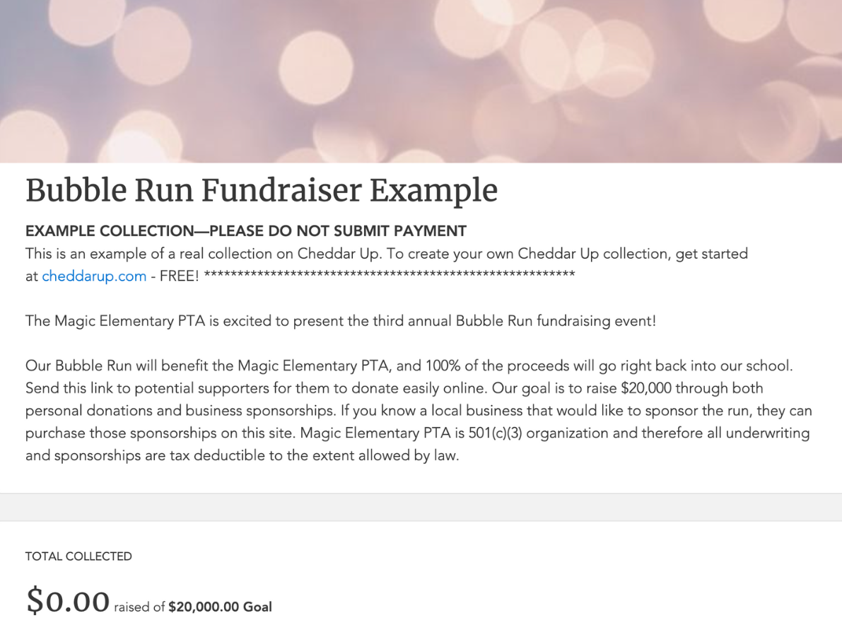 bubble run fundraiser example